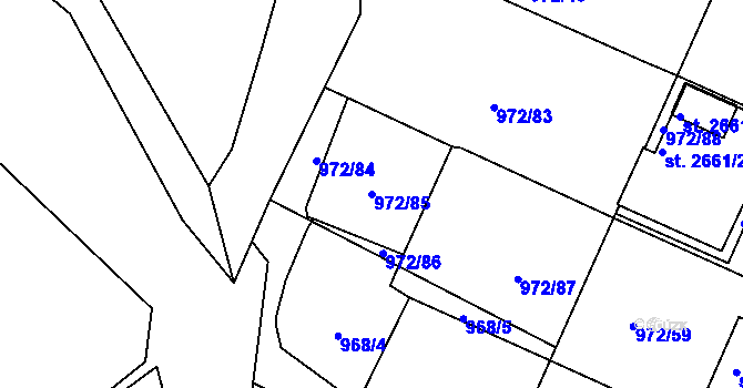 Parcela st. 972/85 v KÚ Lanškroun, Katastrální mapa