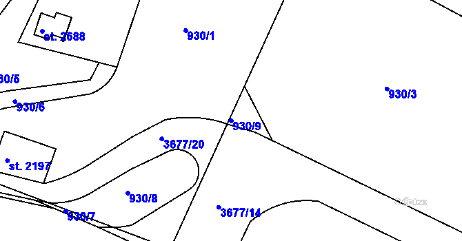 Parcela st. 930/9 v KÚ Lanškroun, Katastrální mapa