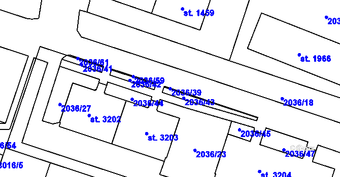 Parcela st. 2036/39 v KÚ Lanškroun, Katastrální mapa