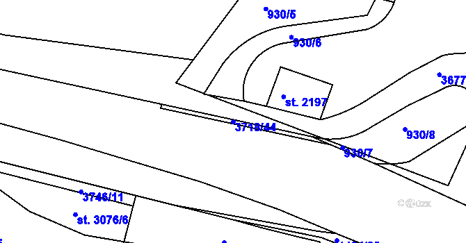 Parcela st. 3718/44 v KÚ Lanškroun, Katastrální mapa