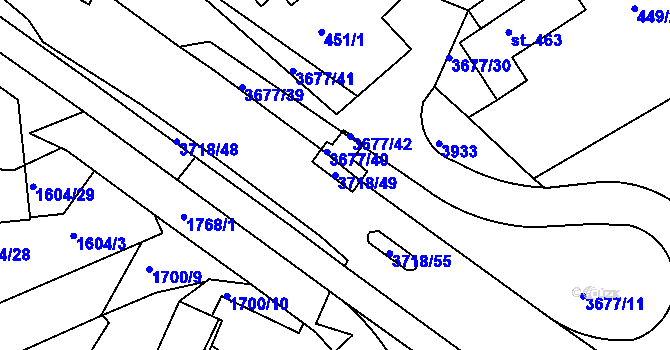 Parcela st. 3718/49 v KÚ Lanškroun, Katastrální mapa