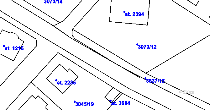 Parcela st. 3073/124 v KÚ Lanškroun, Katastrální mapa