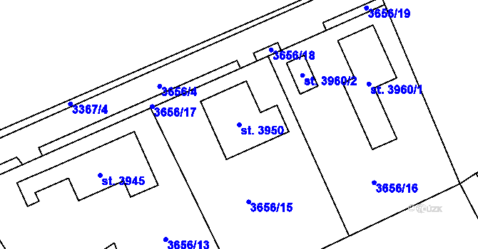 Parcela st. 3950 v KÚ Lanškroun, Katastrální mapa