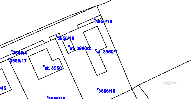 Parcela st. 3960/1 v KÚ Lanškroun, Katastrální mapa