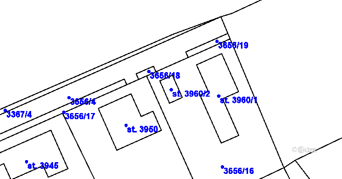 Parcela st. 3960/2 v KÚ Lanškroun, Katastrální mapa