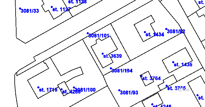 Parcela st. 3639 v KÚ Lanškroun, Katastrální mapa