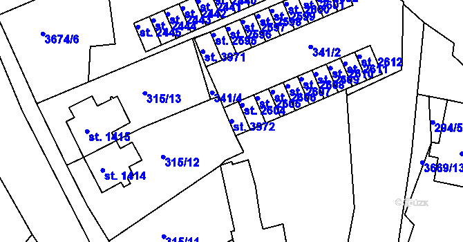 Parcela st. 3972 v KÚ Lanškroun, Katastrální mapa