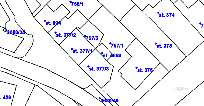 Parcela st. 4069 v KÚ Lanškroun, Katastrální mapa