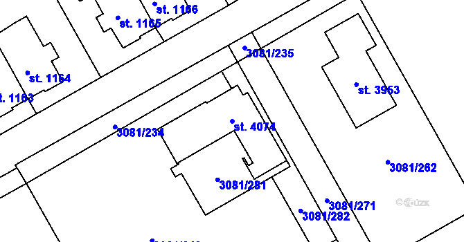 Parcela st. 4074 v KÚ Lanškroun, Katastrální mapa