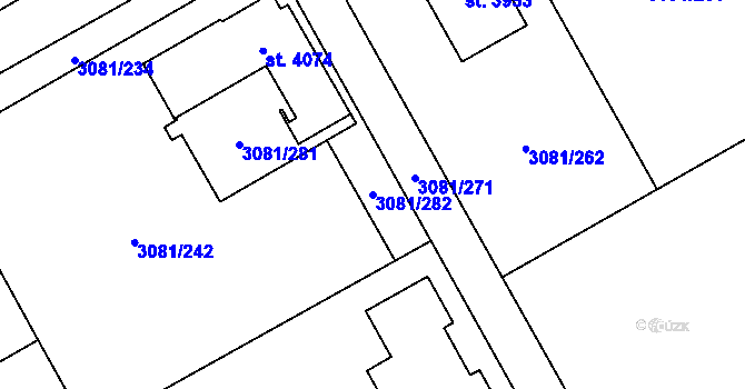 Parcela st. 3081/282 v KÚ Lanškroun, Katastrální mapa