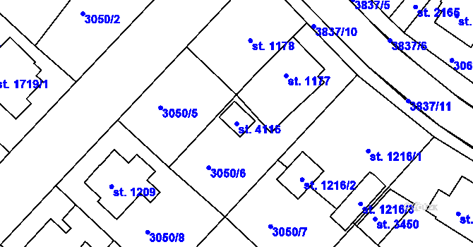 Parcela st. 4116 v KÚ Lanškroun, Katastrální mapa