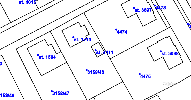Parcela st. 4111 v KÚ Lanškroun, Katastrální mapa