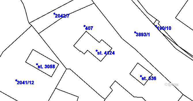 Parcela st. 4124 v KÚ Lanškroun, Katastrální mapa