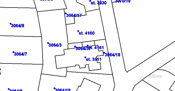 Parcela st. 4161 v KÚ Lanškroun, Katastrální mapa