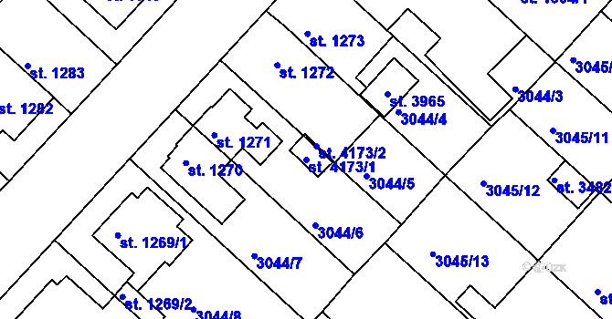 Parcela st. 4173/1 v KÚ Lanškroun, Katastrální mapa