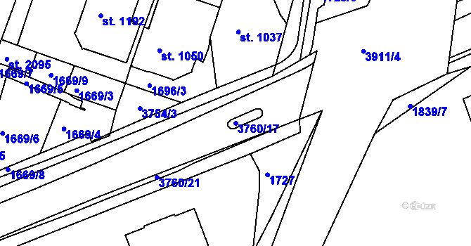 Parcela st. 3760/17 v KÚ Lanškroun, Katastrální mapa