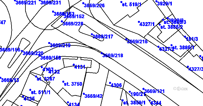 Parcela st. 3669/218 v KÚ Lanškroun, Katastrální mapa
