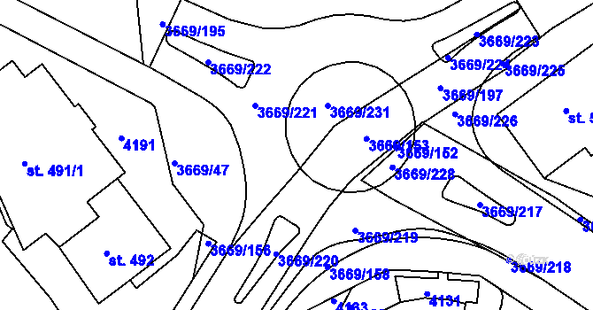 Parcela st. 3669/230 v KÚ Lanškroun, Katastrální mapa