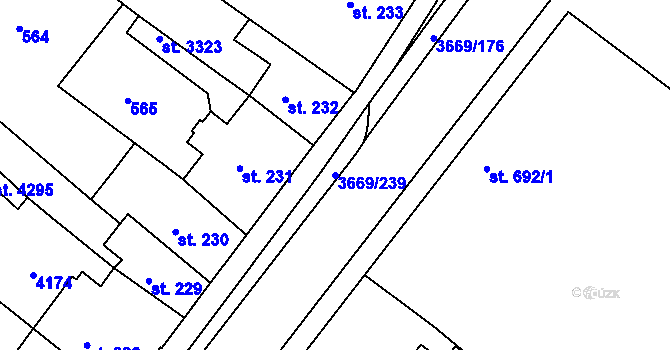 Parcela st. 3669/239 v KÚ Lanškroun, Katastrální mapa