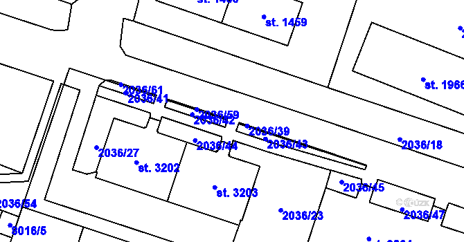 Parcela st. 2036/58 v KÚ Lanškroun, Katastrální mapa