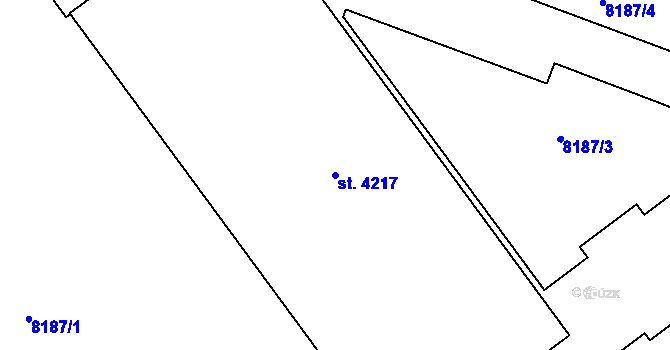 Parcela st. 4217 v KÚ Lanškroun, Katastrální mapa