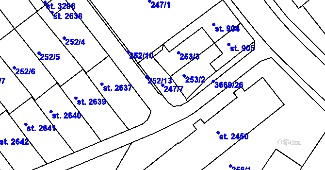 Parcela st. 247/7 v KÚ Lanškroun, Katastrální mapa
