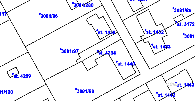Parcela st. 4234 v KÚ Lanškroun, Katastrální mapa