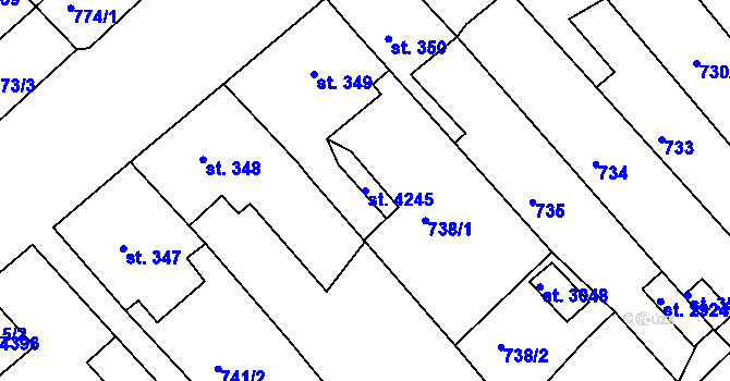 Parcela st. 4245 v KÚ Lanškroun, Katastrální mapa