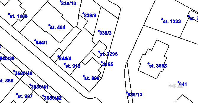 Parcela st. 3295 v KÚ Lanškroun, Katastrální mapa