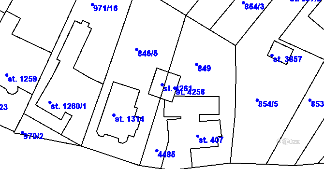 Parcela st. 4261 v KÚ Lanškroun, Katastrální mapa