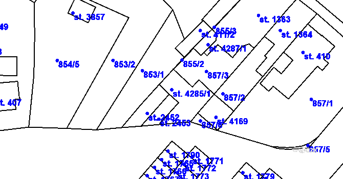 Parcela st. 4285/1 v KÚ Lanškroun, Katastrální mapa