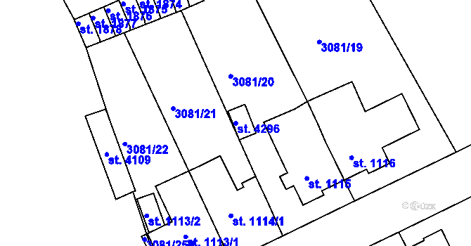 Parcela st. 4296 v KÚ Lanškroun, Katastrální mapa