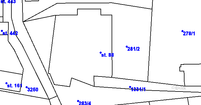 Parcela st. 88 v KÚ Dolní Třešňovec, Katastrální mapa