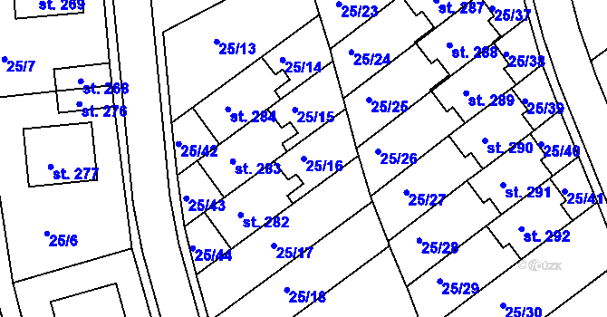 Parcela st. 25/16 v KÚ Dolní Třešňovec, Katastrální mapa