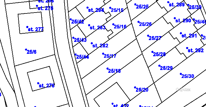 Parcela st. 25/17 v KÚ Dolní Třešňovec, Katastrální mapa