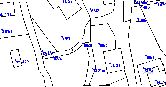 Parcela st. 62/3 v KÚ Dolní Třešňovec, Katastrální mapa