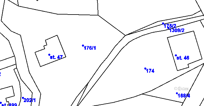 Parcela st. 176/2 v KÚ Dolní Třešňovec, Katastrální mapa