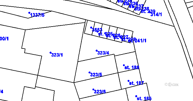 Parcela st. 323/4 v KÚ Dolní Třešňovec, Katastrální mapa