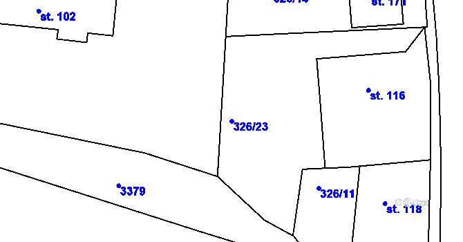 Parcela st. 326/23 v KÚ Dolní Třešňovec, Katastrální mapa