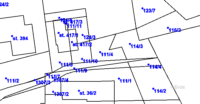 Parcela st. 111/4 v KÚ Dolní Třešňovec, Katastrální mapa