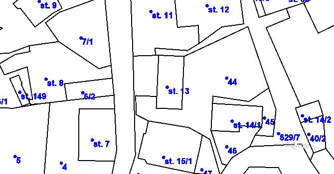 Parcela st. 13 v KÚ Lanšperk, Katastrální mapa
