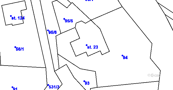 Parcela st. 23 v KÚ Lanšperk, Katastrální mapa