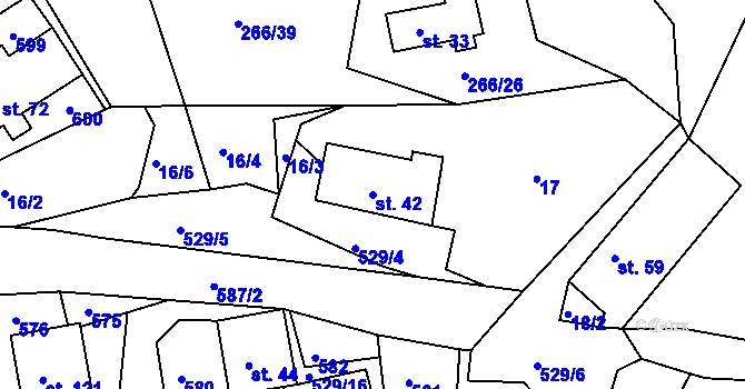 Parcela st. 42 v KÚ Lanšperk, Katastrální mapa