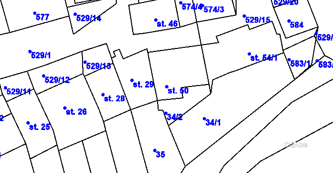 Parcela st. 50 v KÚ Lanšperk, Katastrální mapa