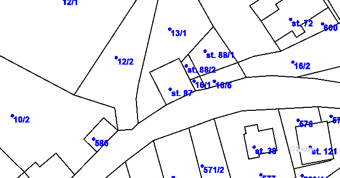 Parcela st. 87 v KÚ Lanšperk, Katastrální mapa