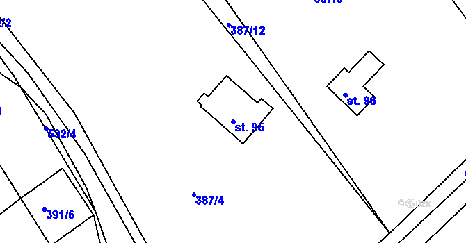 Parcela st. 95 v KÚ Lanšperk, Katastrální mapa