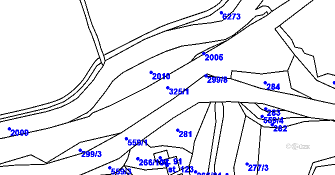 Parcela st. 325/1 v KÚ Lanšperk, Katastrální mapa