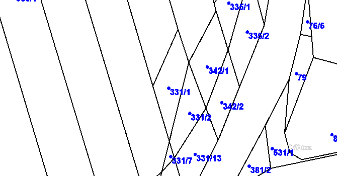 Parcela st. 331/1 v KÚ Lanšperk, Katastrální mapa