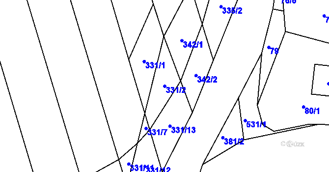 Parcela st. 331/2 v KÚ Lanšperk, Katastrální mapa