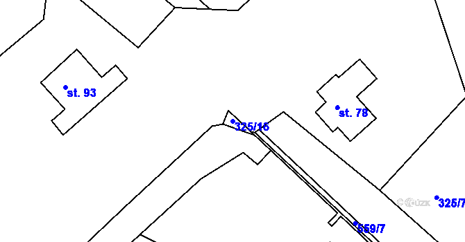 Parcela st. 325/16 v KÚ Lanšperk, Katastrální mapa